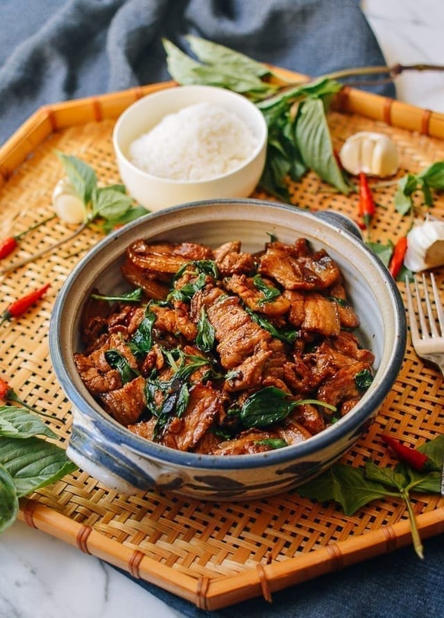 Crispy Pork Belly Basil.