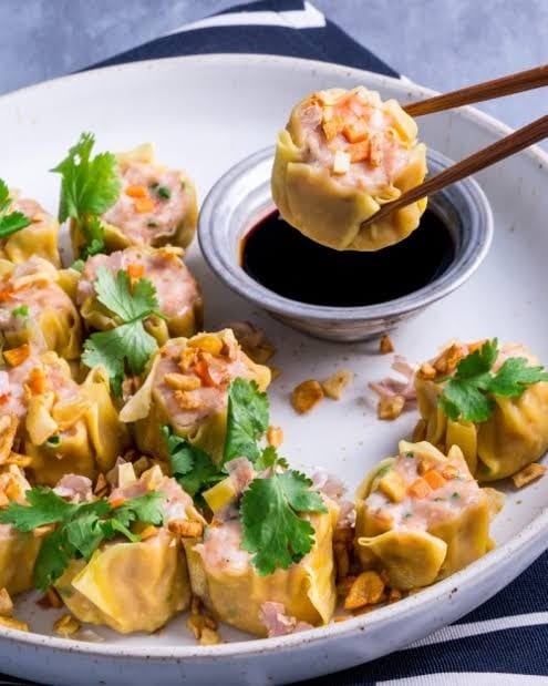 Steamed Pork and Shrimp Dumplings.